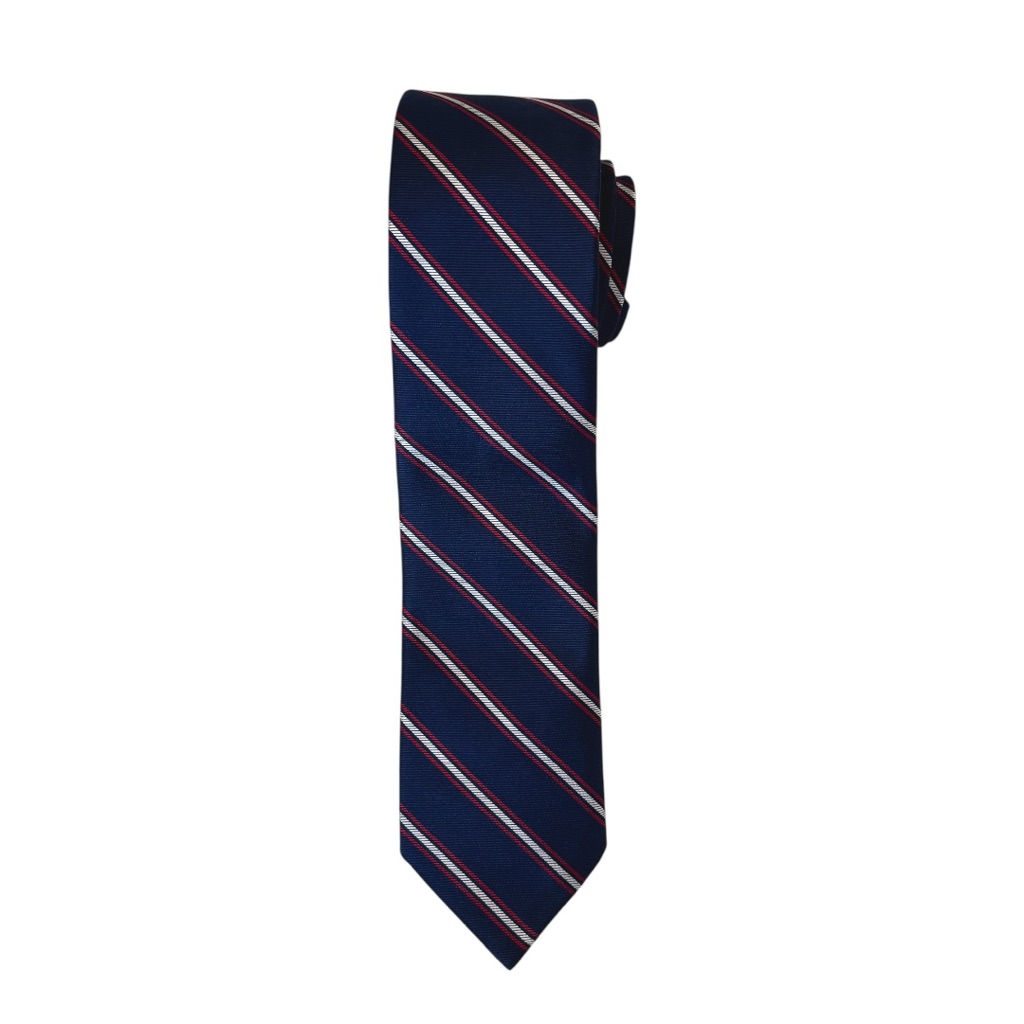 Brooks Brothers Red Fleece 100 Silk Navy Blue Red White Diagonal Stripe Tie